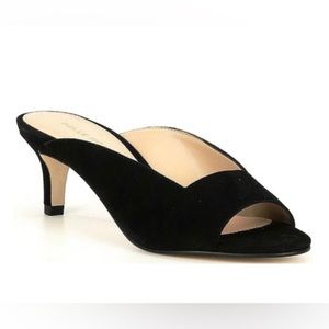 Pelle Moda | 6.5 M | Suede, Open-toed Kitten Heel, Black